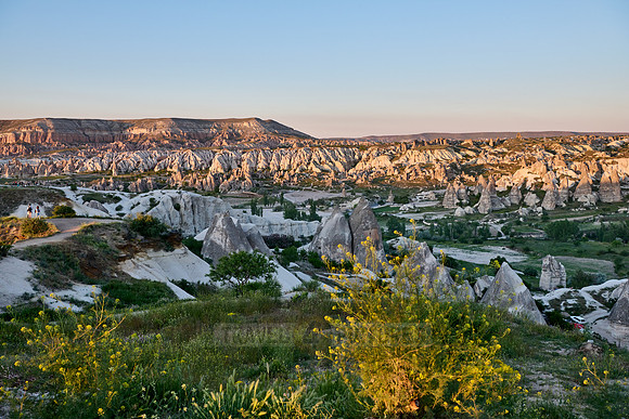View from sunrise point of Goreme over landscape of Cappadocia