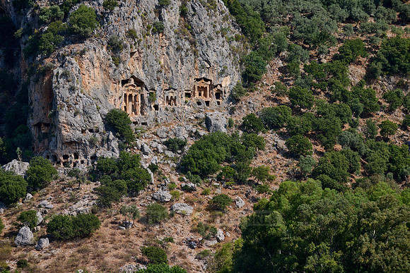 Lycian rock tombs in a rock face of Dalyan