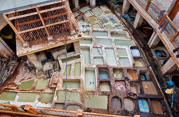 refurbished leather tannery in Old Fez