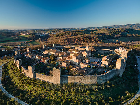 Aerial view of medieval town Monteriggioni