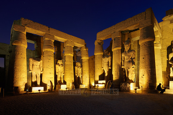 night shot Peristyle Courtyard of Ramesses II inside Temple