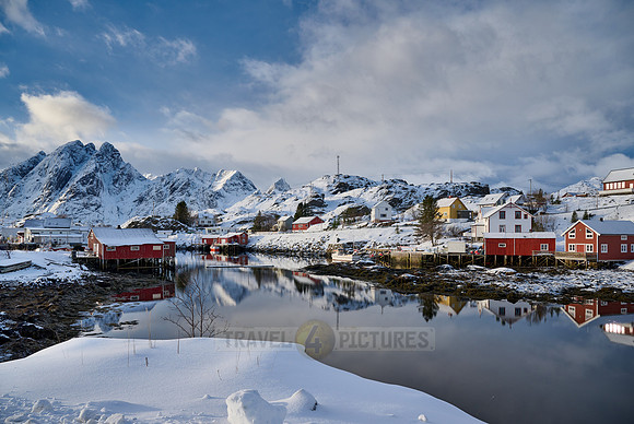 winter landscape at Stjernfjorden with village Sund