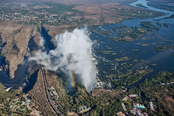 Aerial view from a helicopter of Victoria Falls