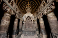 interior shot of Ajanta caves, cave 19